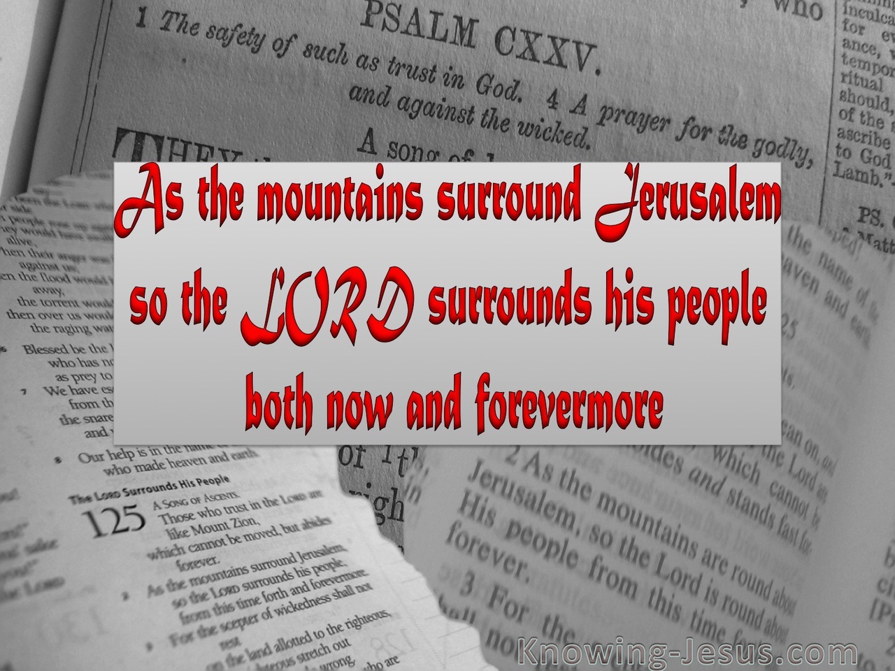 Psalm 125:2 The Lord Surrounds His People (red)